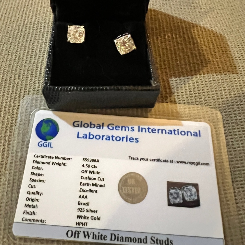 HUGE, STUNNING Cushion Cut Earrings 2.25 in each ear for a total of 4.50 CTW